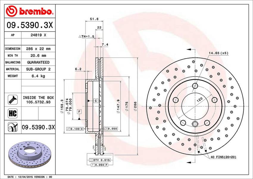 BMW Brembo Disc Brake Rotor - Front (286mm) 34116864060